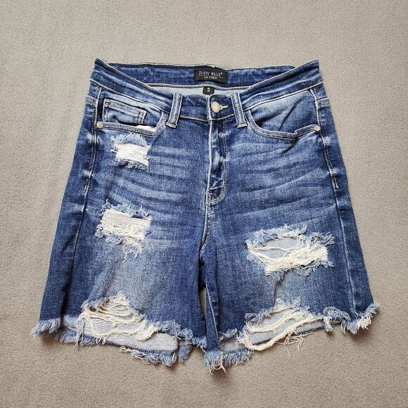Judy Blue Denim Shorts Cutoff Ripped Distressed 5 Pocket Sz S Casual JB15214MD - Picture 2 of 10